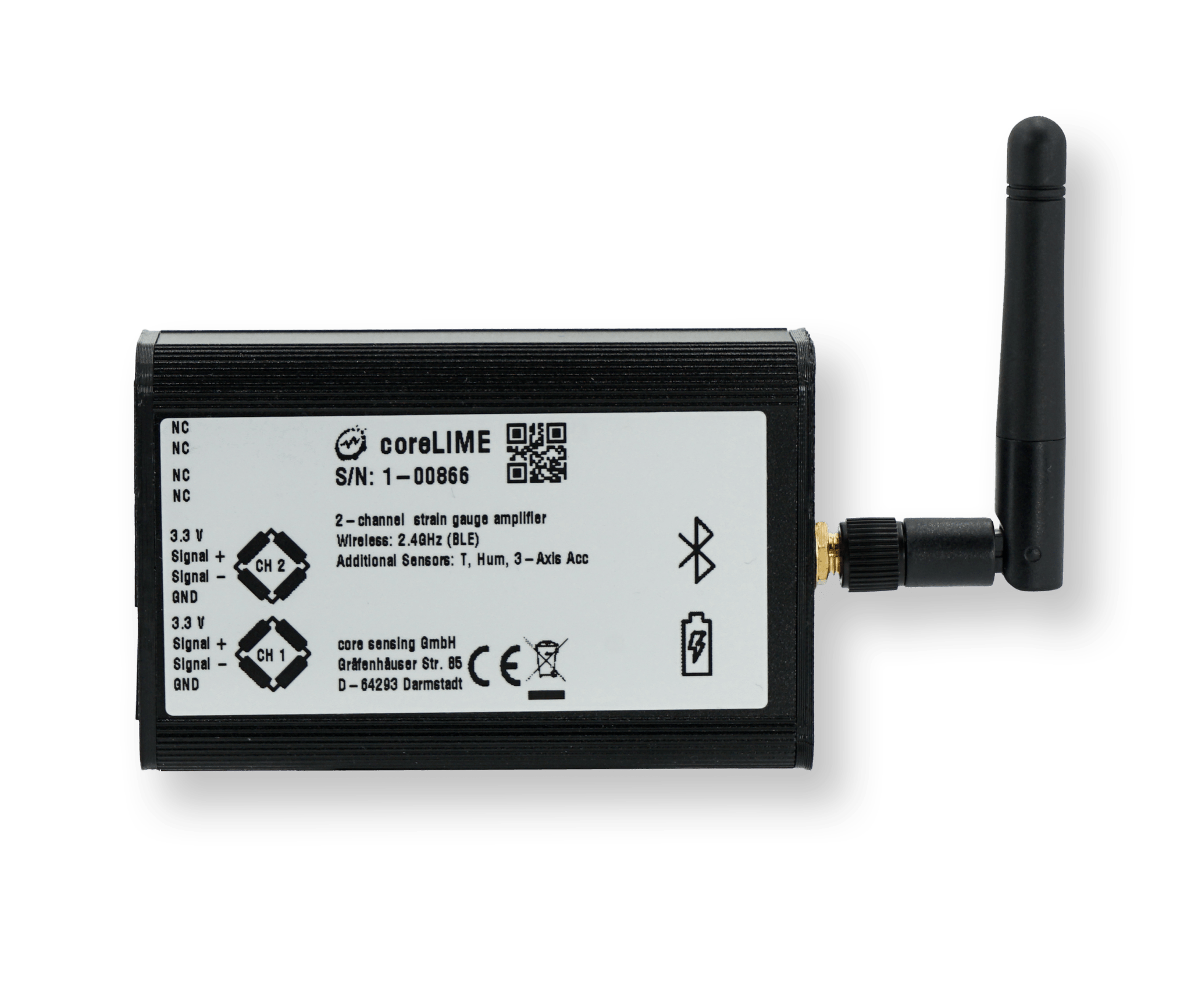 Bluetooth Sensorknoten für Dehnungsmessstreifen - core sensing shop